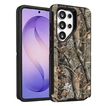 Samsung Galaxy S26 Ultra - Black Tough Pro Case with Brown Branches & Leaves Camo Design in Retail Box