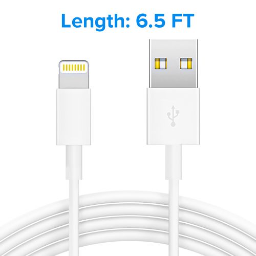 White 6.5ft iPhone to USB Round Cable in Premium Packaging