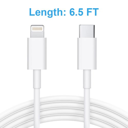 White 6.5ft Type C to iPhone Round Rapid Cable in Premium Packaging