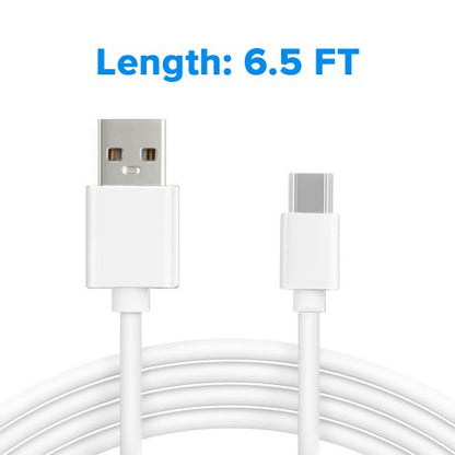 White 6.5ft Type C to USB  Round Rapid Cable in Premium Packaging