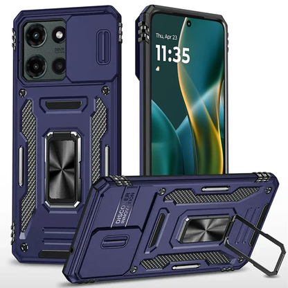 Motorola Moto G Stylus 5G 2024 Utter Tough Metal Ring Movable Camera Window Hybrid Case Cover - Dark Purple