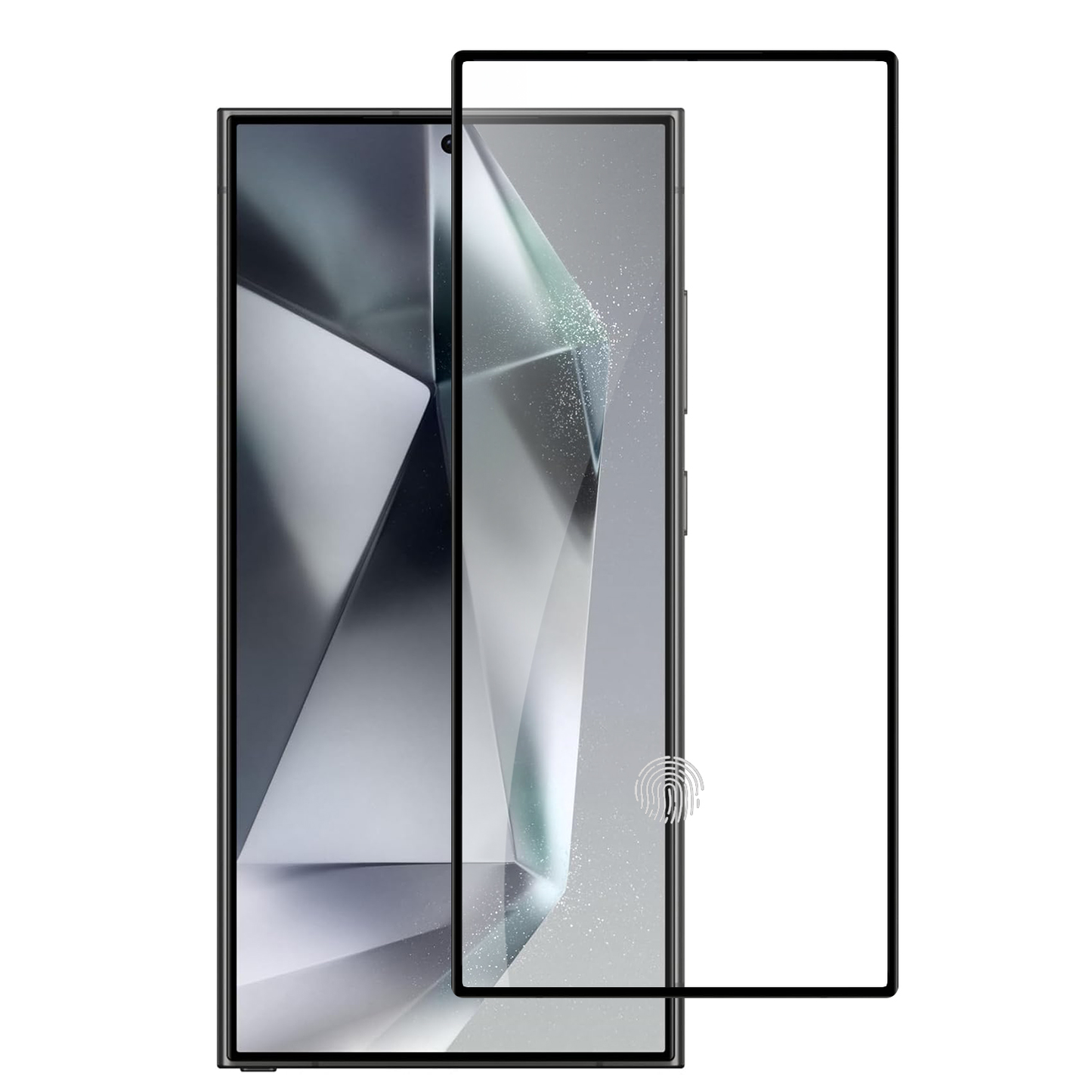 Samsung Galaxy S24 Ultra -TEMPERED GLASS Screen Protector With Black Metallic Cover - Processed Gla