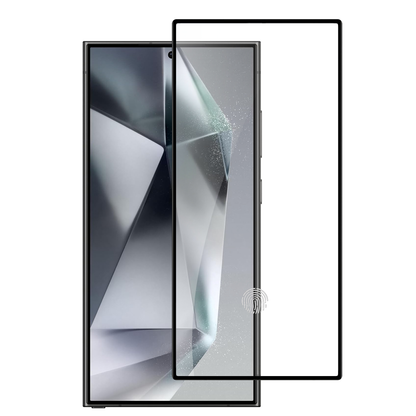 Samsung Galaxy S24 Ultra -TEMPERED GLASS Screen Protector With Black Metallic Cover - Processed Gla