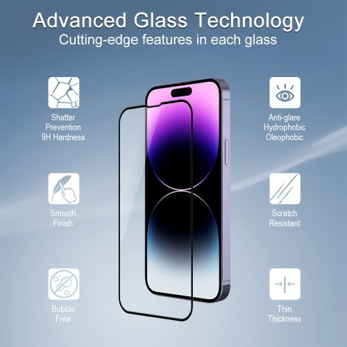 Apple iPhone 13 / iPhone 13 Pro (6.1) -TEMPERED GLASS Screen Protector With Black Metallic Cover -