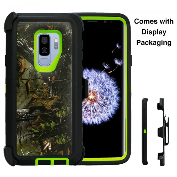 Samsung S9 Heavy Duty Case Black Camo Pine Cone
